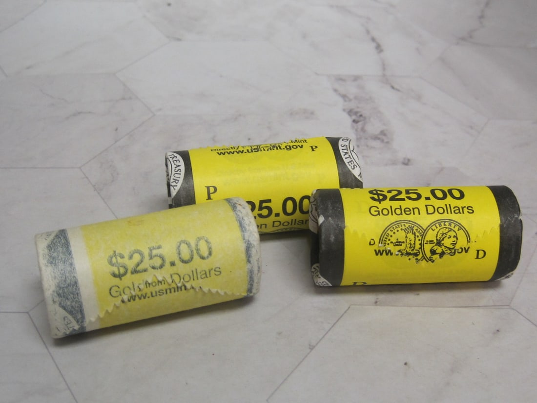 (3) $25 Sacagawea Dollar Rolls from the Mint (1 of 3)