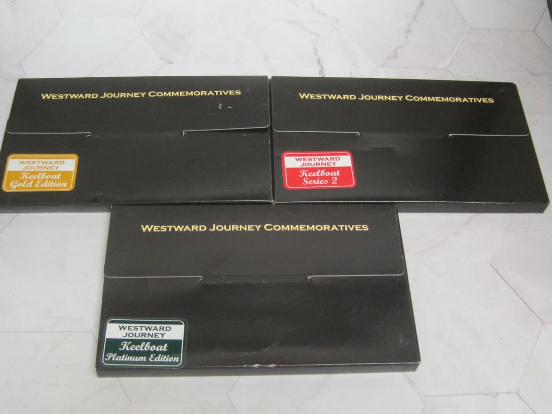 (3) Westward Journey Sets: Keelboat- Platinum, Gold & Series 2