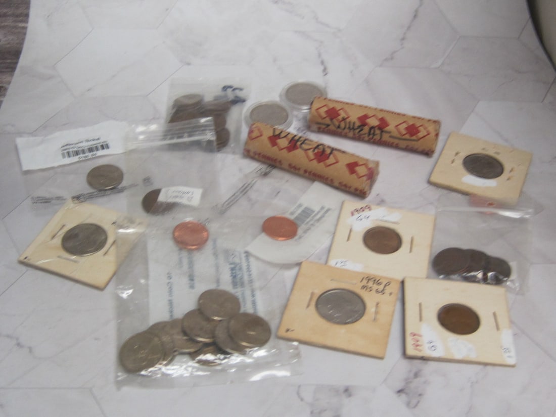 Lot of Misc. Coins inc. 2 Rolls of Wheat Pennies (1 of 5)