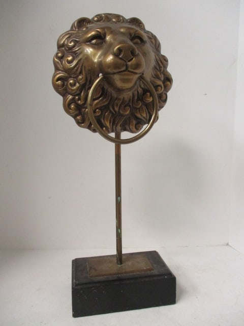 Maitland Smith Style Brass Lion Head Towel Holder (1 of 6)