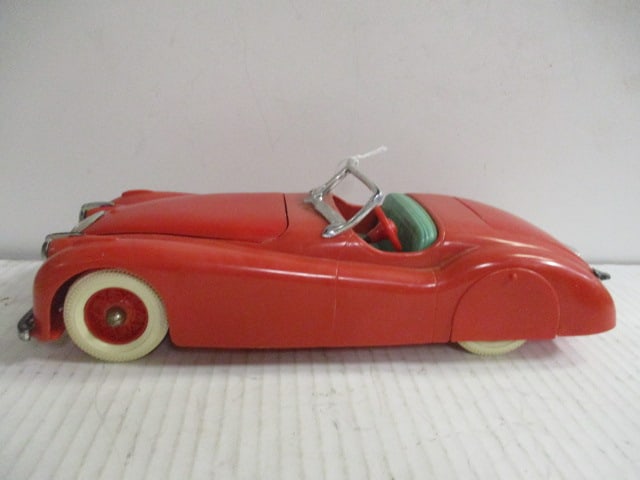 Vintage Red Plastic Convertible Toy Car: 11 1/2"