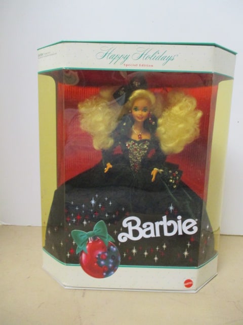 1991 Special Edition "Happy Holidays" Barbie Doll in Original Box: #1871, plastic is yellowing