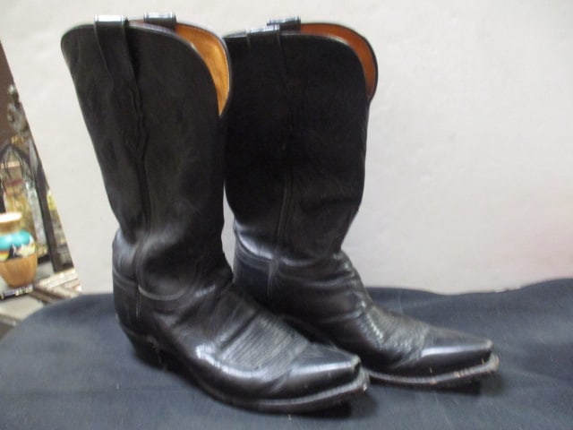 Black Leather 1883  Cowboy Boots. Size 9 B. (1 of 9)