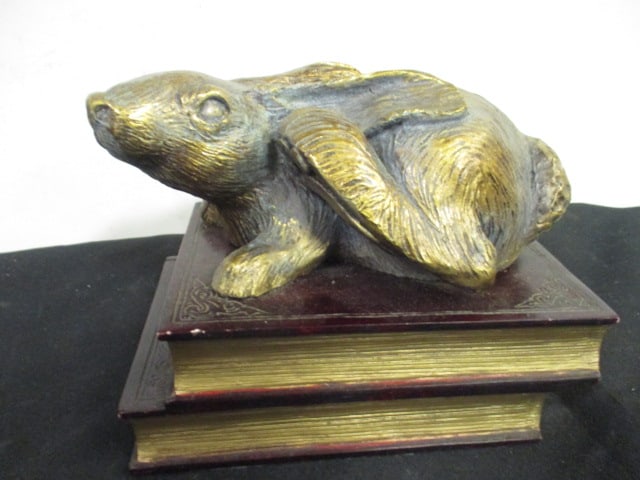 Rabbit on Shakespeare Books Sculpture/Book End: 7" x 5 1/4"