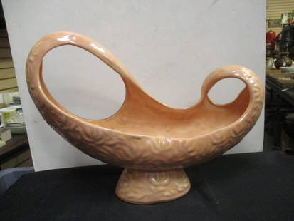 Art Deco Iridescent Pink Ceramic Planter: 15" x 11 1/2"