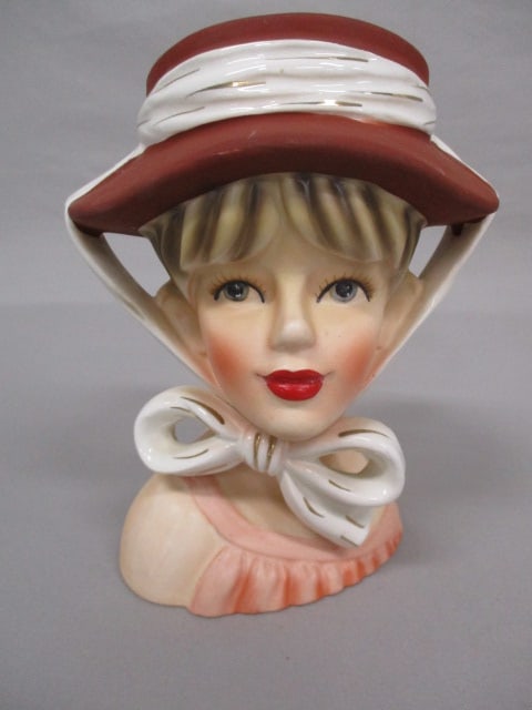 7" Relpo K1783 Lady Head Vase (1 of 6)