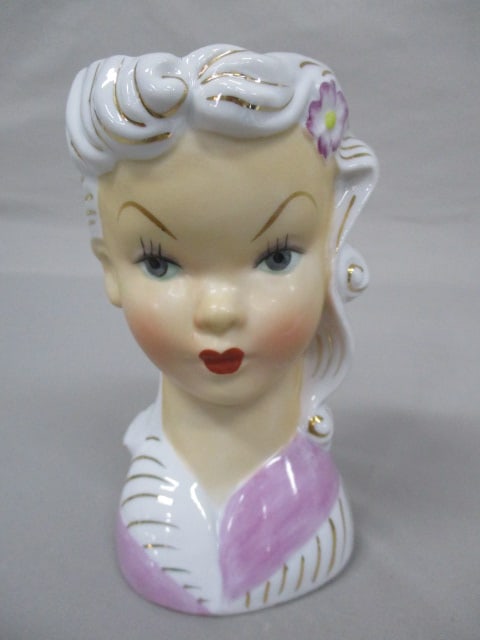 6" Vintage Lady Head Vase Made in Japan (1 of 6)