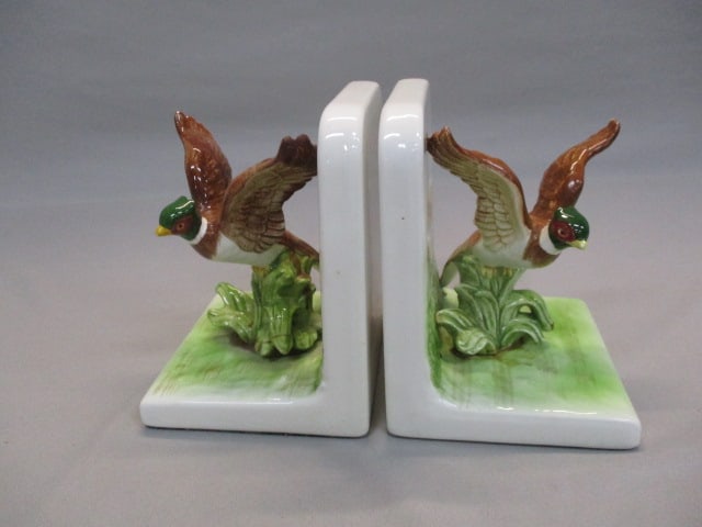 Vintage Ceramic Pheasant Bookends By Otagui: .