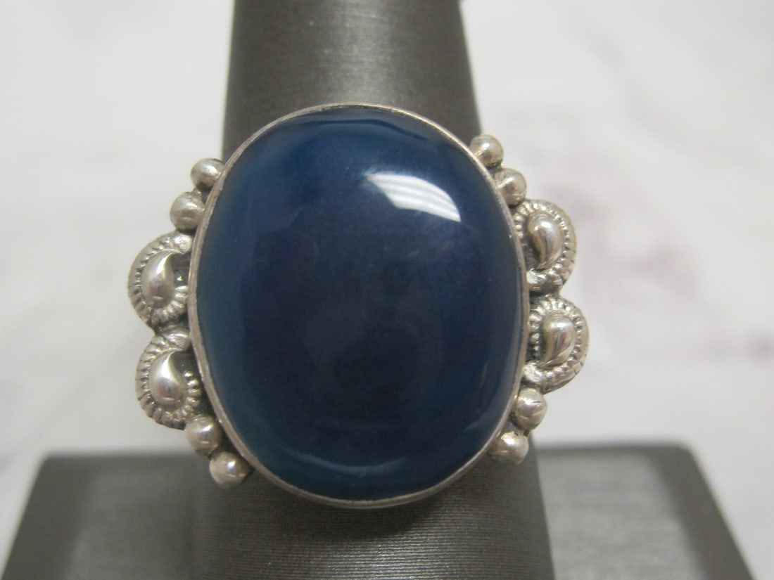 Sterling Silver Blue Agate Ring (1 of 4)