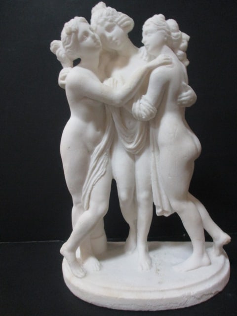 Sculpted Bisque Ware "Three Muses" Statue: 9 3/4"h