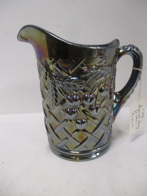 Imperial Cherry Carnival Glass Pitcher, Very Heavy.: 8 1/4'' Tall.