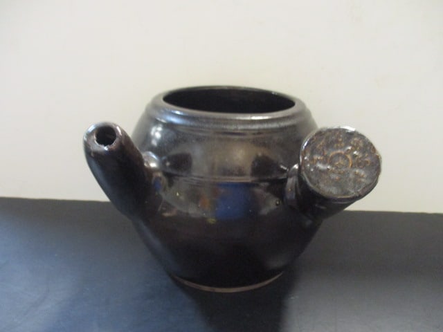 Old Kyusu Side Handled Stoneware Teapot: 6"h, per consigner note circa 1930-40s, does not have lid