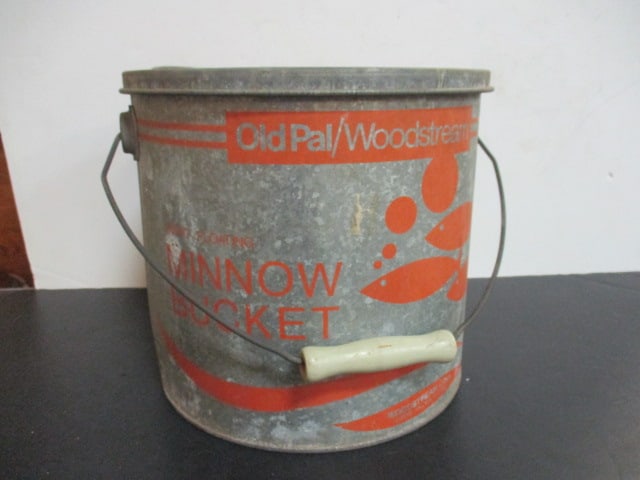 Vintage "Old Pal/Woodstream" Galvanized Metal Minnow Bucket (1 of 8)