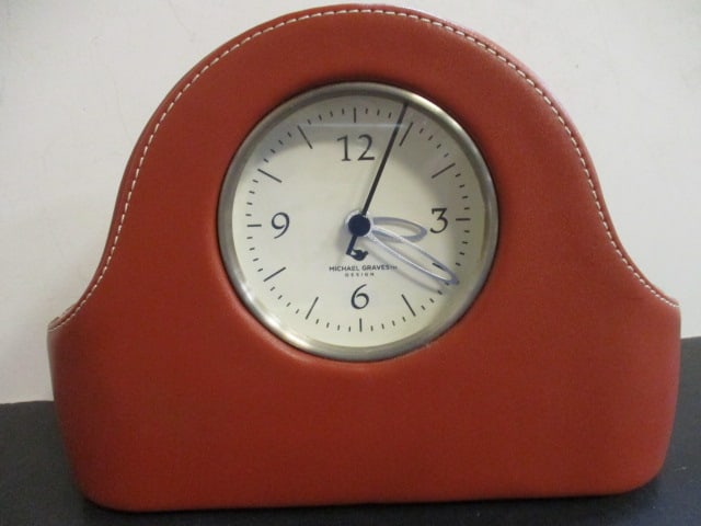 Michael Graves Leather Covered Shelf/Desk Quartz Clock (1 of 8)