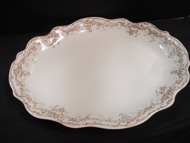 Antique Hanley's Charles Meakin Brown Transferware Ironstone Platter (1 of 3)
