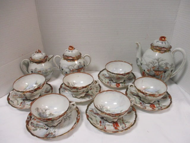 Japanese Kutani Porcelain Style Tea Set (1 of 16)