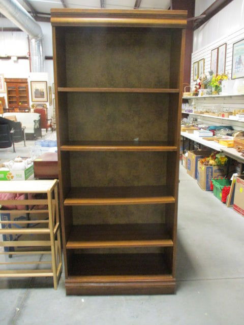 Oak Veneer Bookcase: 30" x 14" x 72 1/2", three adjustable shelves and one fixed shelf, Local Pickup Only