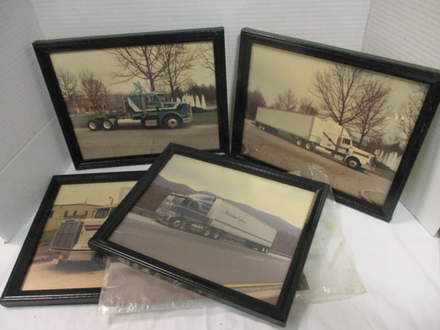 Four Framed Promotional 18 Wheeler Photos and One Unframed: 11" x 9"