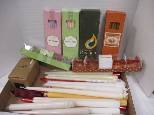 Grouping of New Candles and Turkey and Rabbit Handle Holders: .