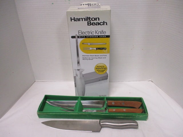 Hamilton Beach Electric Knife in Original Box, Stainless Chef Knife and Wood Handle Carving Set (1 of 9)