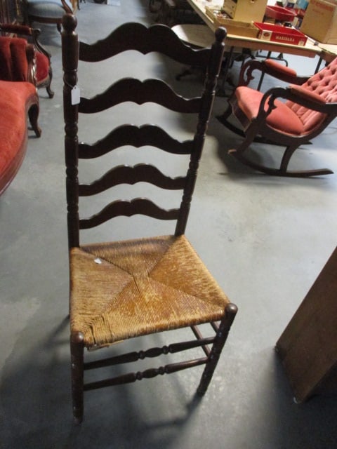 Rustic Farmhouse Rush Seat Ladder Back Chair (1 of 3)
