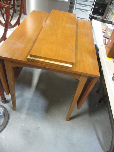 Mid Century Modern Drop Leaf Wood Dining Table with 2 Leaves (1 of 3)