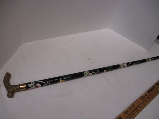 Handpainted Cane with Brass Handle (1 of 4)