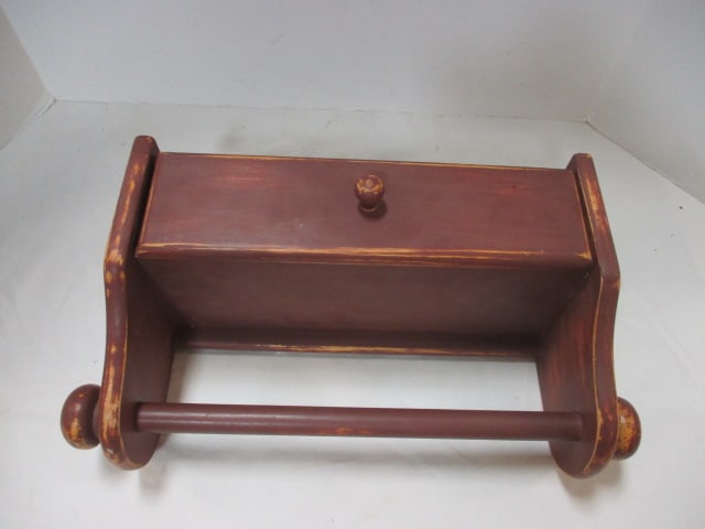 Vintage Wood Hanging Rack with Drawer (1 of 6)