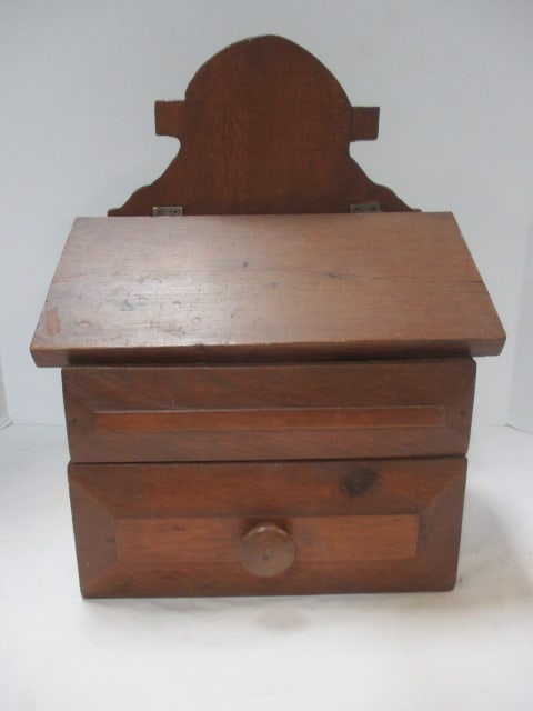 Vintage Wood Recipe Box with Drawer: 12 1/2" x 8" x 17"