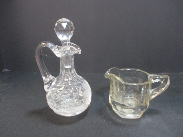 Vintage Etched Crystal Cruet and Creamer (1 of 10)