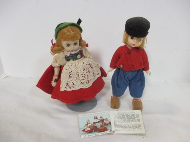 2 Vintage Madame Alexander International Dolls - Netherlands Boy and Swiss Girl: 8 1/2" each