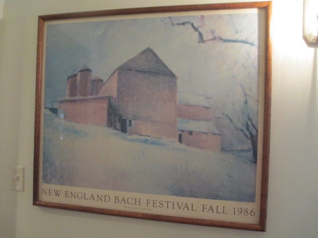Oak Framed "New England Bach Festival Fall 1986, 'Victorian Barn' by Wolf Kahn" Event Poster: 38 1/2" x 33 1/2", Local Pickup Only