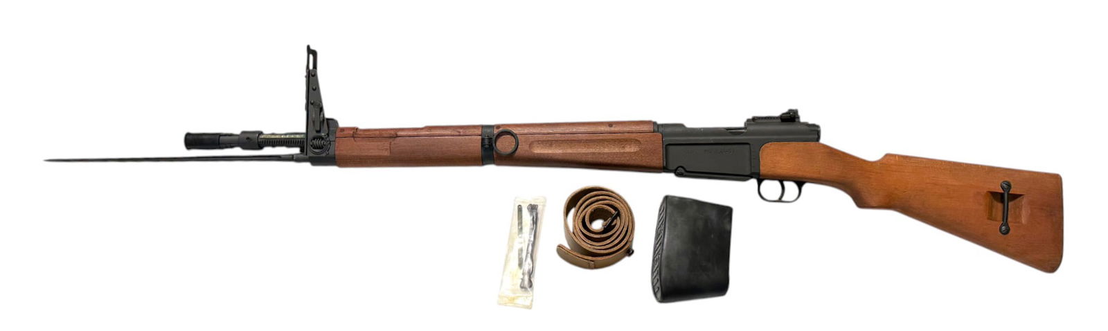 Excellent French MAS 1936/51 7.5x54mm FRENCH Bolt Action Rifle with Grenade Sight & Bayonet: S#: F44011 | Matching Bolt | 22.5" Barel | Comes with grenade sight, spike bayonet, rubber butt cover, sling, and cleaning kit | Imported by CAI |||| CONDITION: Excellent, like new. 99% parkerized fin