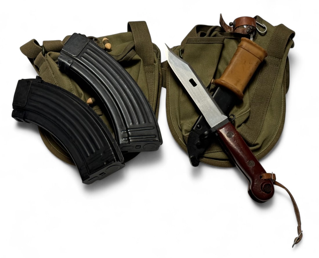 (2) 30-Round AK-47 Magazines, (2) Chinese Drum Mag Pouches, & AK-47 AKM Type I Bayonet (1 of 10)
