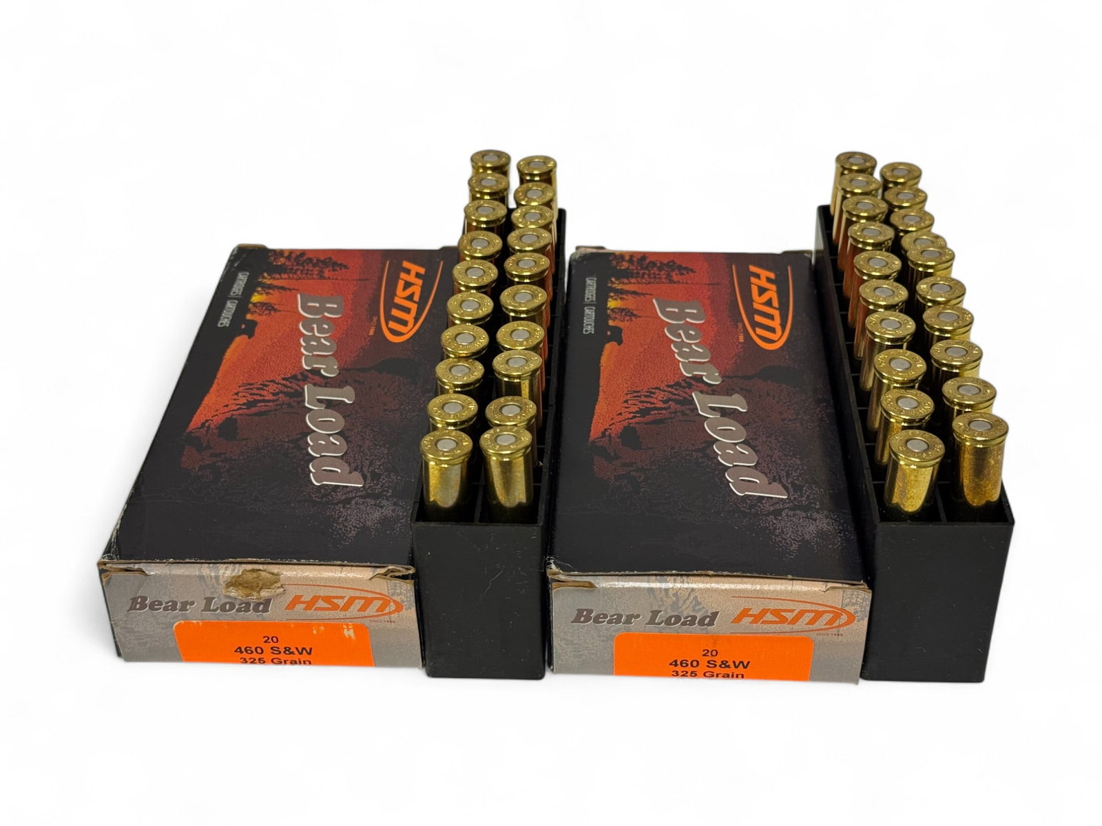 NIB 40rds. of .460 S&W MAG. 325gr. Lead HSM Bear Load Ammunition: (2) Boxes of 20-Rounds each. Very high end, quality expensive factory ammunition.