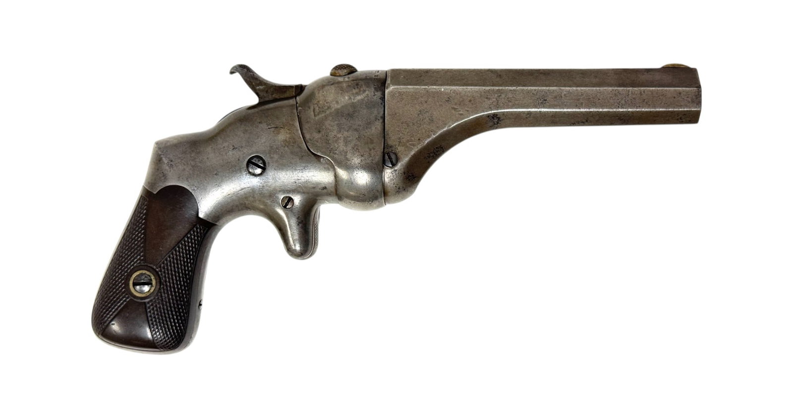 Scarce Antique Connecticut Arms "Hammond Bulldog" .44 RF Pocket Pistol: S#: 4565 | 4" Octagonal Barrel | This is a fine and desirable example of the Connecticut Arms Hammond "Bulldog" Pocket Pistol, chambered in powerful .44 Rimfire—the same cartridge used in early 