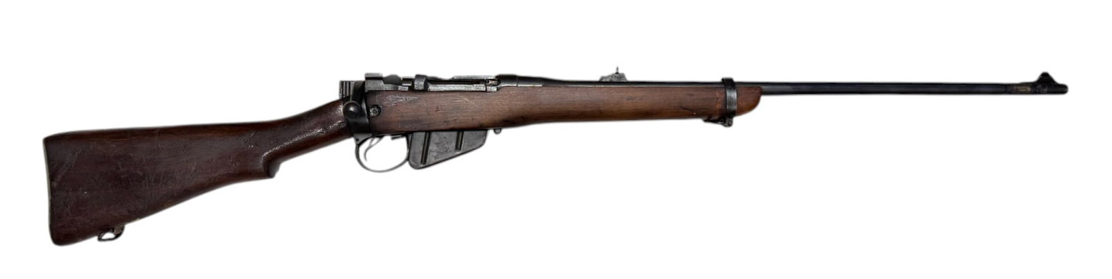 WWII 1944 Canadian Long Branch No.4 Mk.1* Lee-Enfield .303 BRITISH Bolt Action Rifle: S#: 67L8790 | 25" Barrel | Manufactured by Small Arms Limited at the Long Branch Arsenal in 1944 | Marked England export stamp above serial and E12 Canadian inspectors stamp below serial | Comes with 