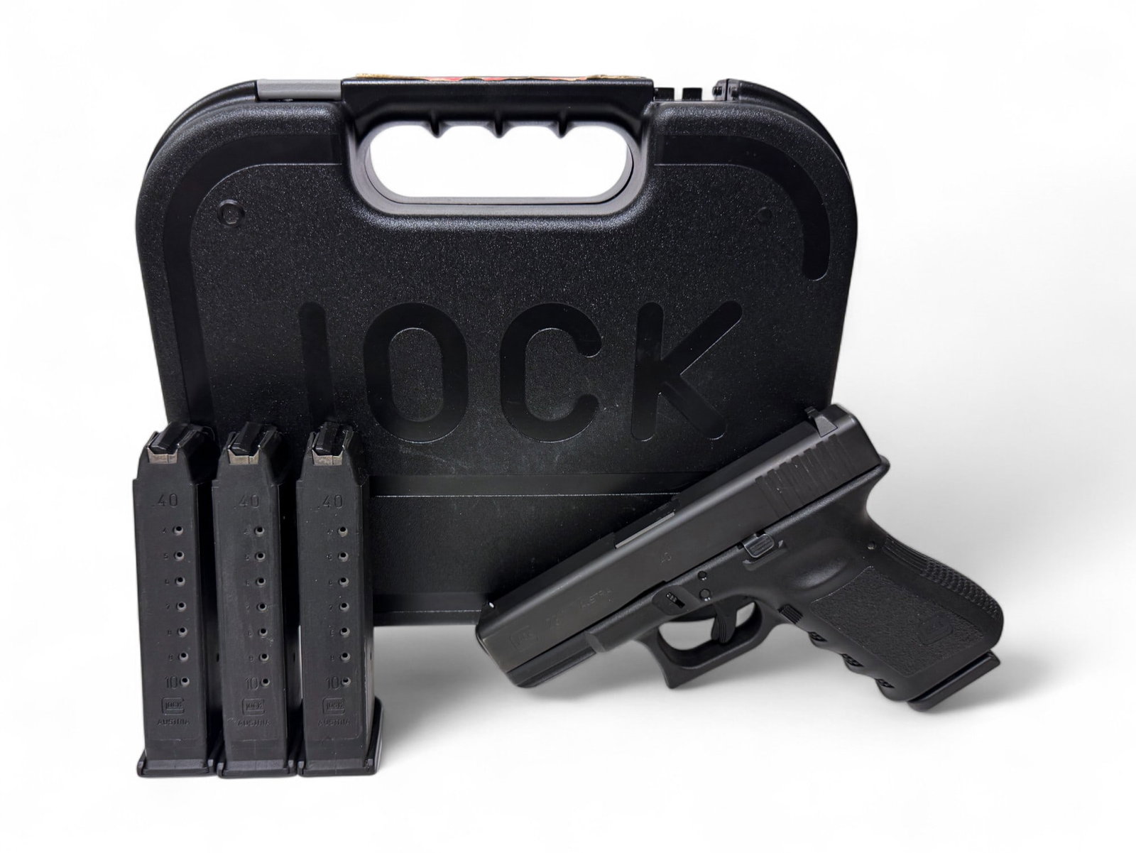 Glock 23 Gen 3 Semi-Automatic .40 S&W Pistol in Case w/ 4 Mags: S#: BPCE537 | Matching serial numbers | Generation 3 | Comes in Factory Glock hard case with matching label. Contents include a manual, cleaning brush, and (4) Magazines (3-10rd, 1-13rd) |||| CONDITIO