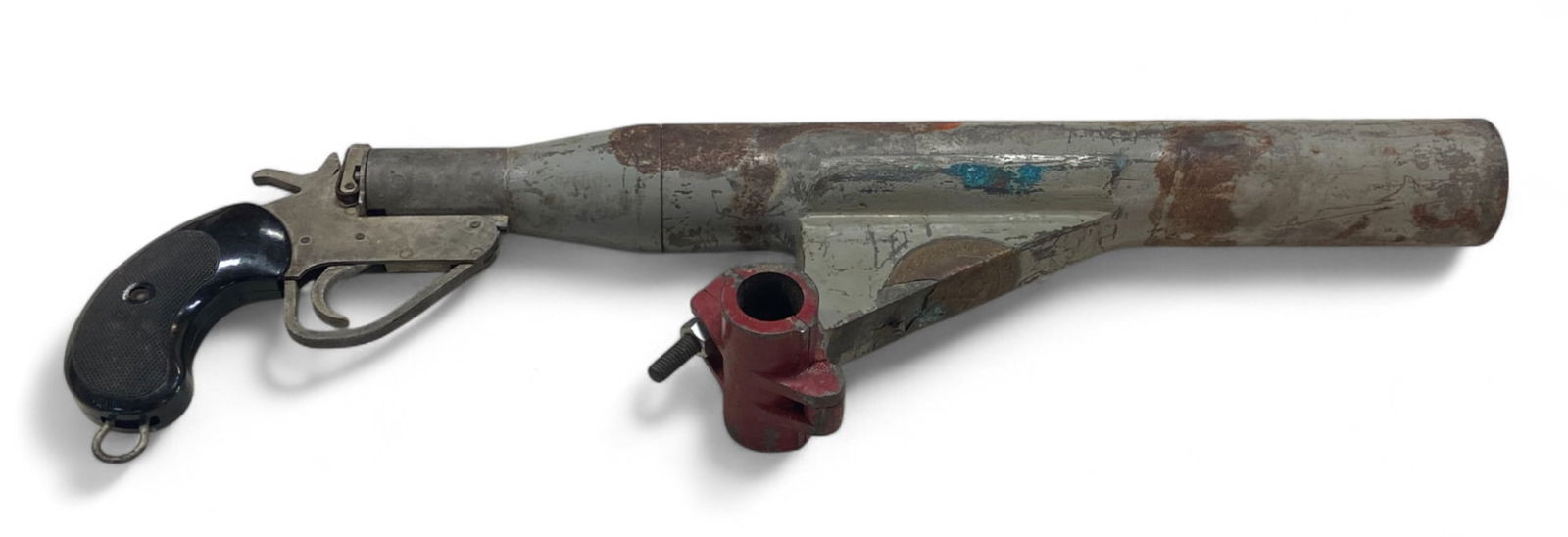 Rare 23” Schermuly’s Rocket Apparatus Line Thrower Rail Mounted Gun: See photos for markings and stamps. Still has original stickers on surface. Mechanically functions. Very scarce example of a deck mounted Line Thrower!