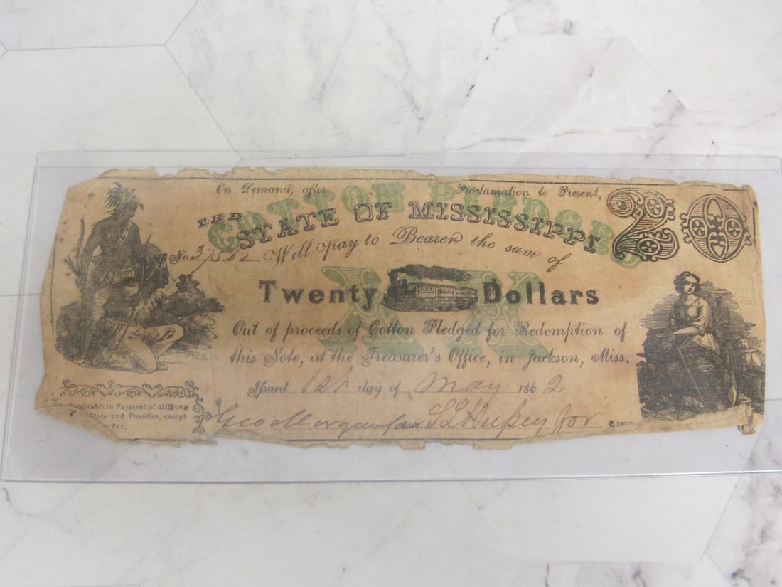 1862 $20 Mississippi Currency Note (1 of 4)