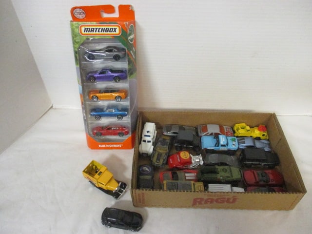 25 +/- Matchbox 1:64 Scale Diecast Cars: One 5 piece set new in box, see pictures and preview for selection and condition