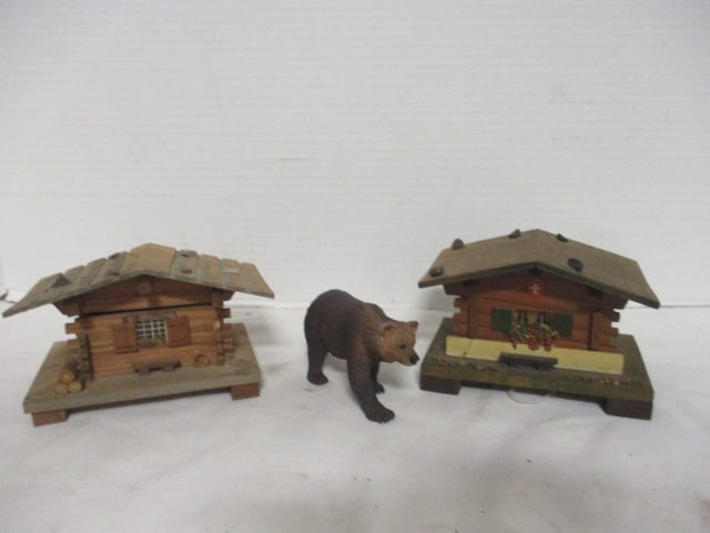 Two Vintage Swiss Movement Music Boxes and 2015 Saffari Ltd. Sculpted Bear (1 of 12)
