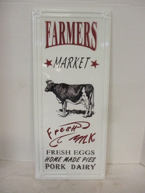 Nostalgic Embossed "Farmers Market" Metal Sign: 10 1/4" x 24"