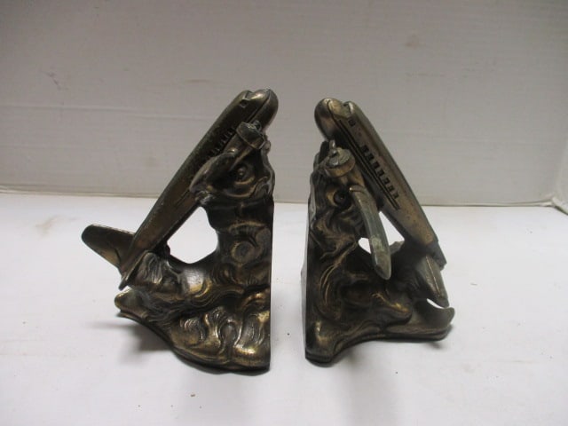 Art Deco Brass Airplane Bookends (PR): 6"