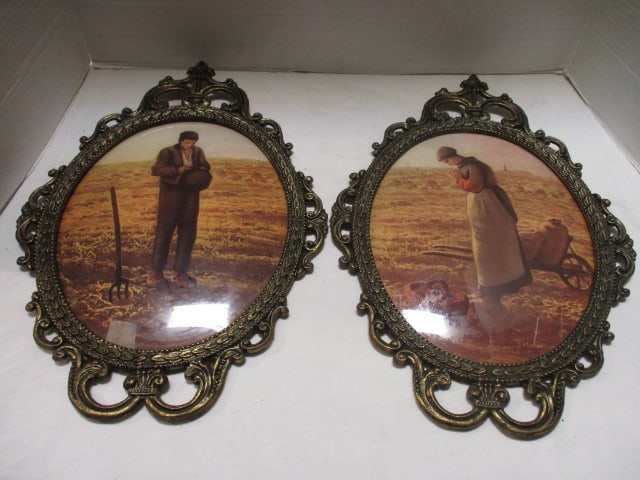 The Angelus Praying Farmer & Wife Bubble Glass Wall Art (1 of 11)