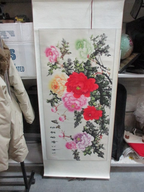 Chinese Painted Scroll: 28 x 66