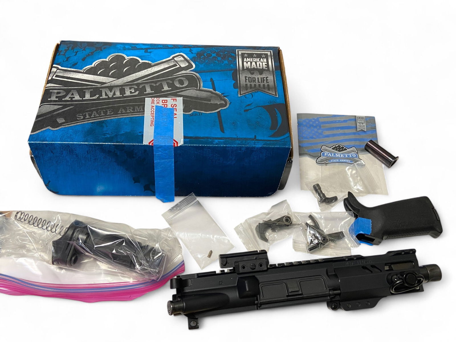 5.5” AR Pistol .300 AAC BLACKOUT Complete Upper w/ Lower Parts Kit and Laser Sight in PSA Box: 5.5” threaded barrel. Comes with Magpul grip, trigger assembly with selector switch and pistol tube.