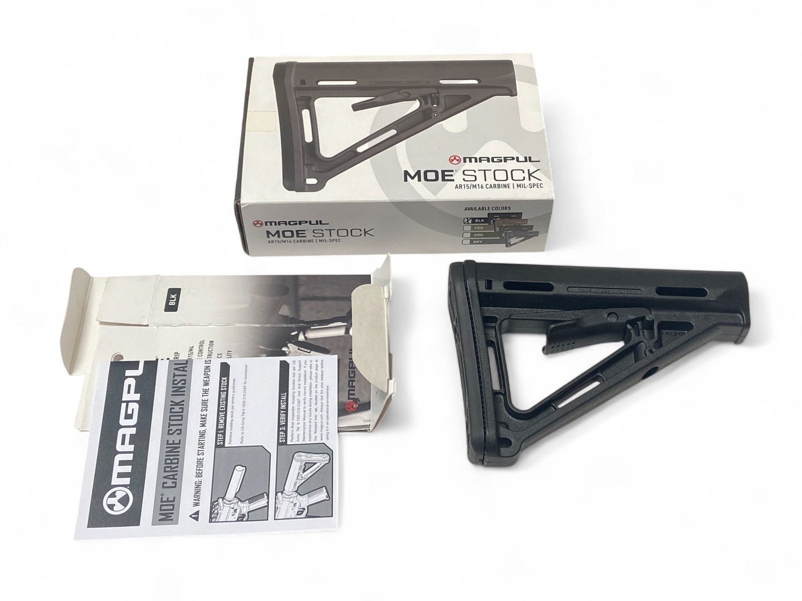 NIB Magpul MOE Mil-Spec AR15/M16 Carbine Stock: New in box.
