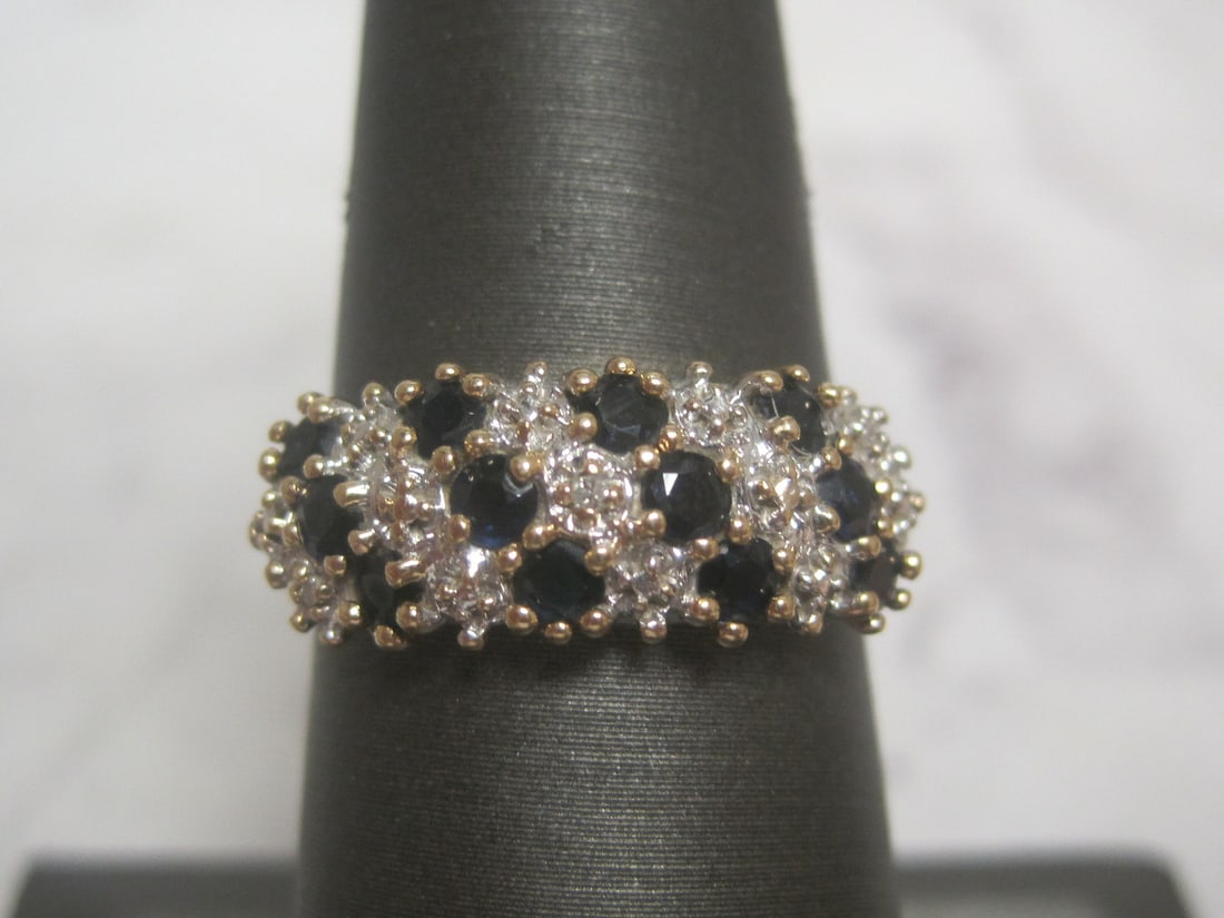10k Gold Sapphire and Diamonds Ring: Size 7. Weighs 3.25 grams