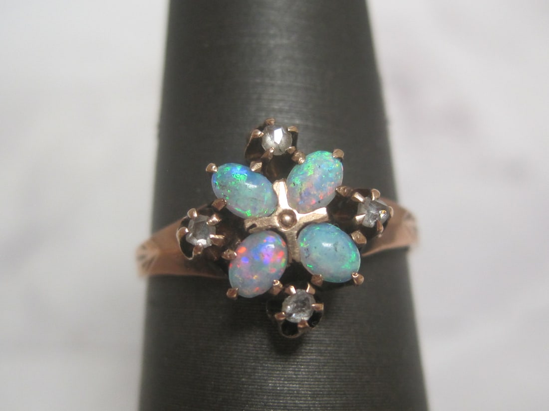 10k Gold Opal and Diamond Victorian Ring (1 of 4)